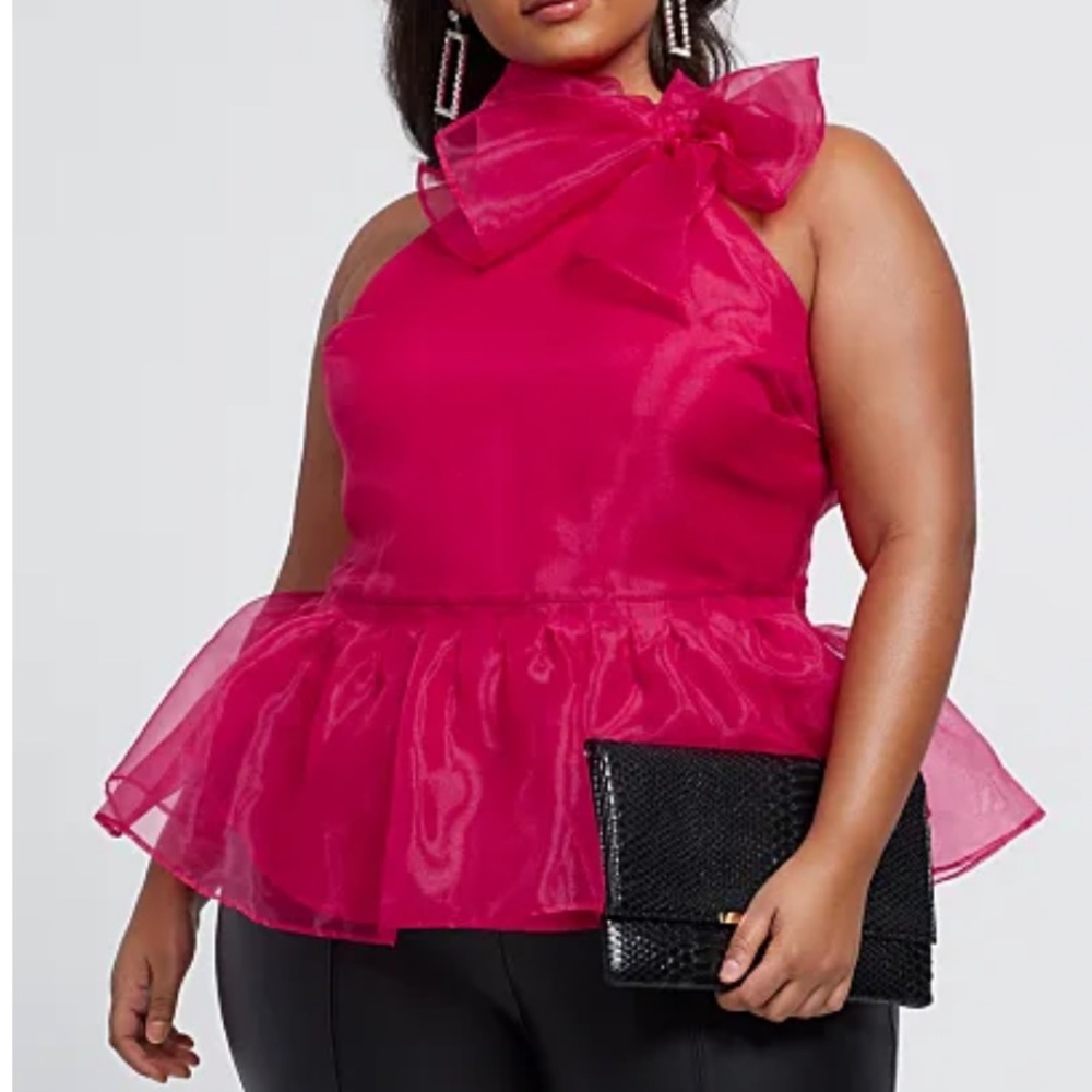 FTF Fashion To Figure Annabeth Bow Detail Halter Top in Primrose